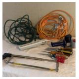 Heavy Duty Extension Cords, Screw Drivers, Saw.