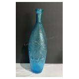 Mid Century Aqua Blue Glass Bottle Decanter
