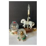 Pair of Snow Globes and Novelty Lamp