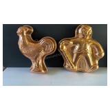 Pair of Copper Colored Metal Jello Moulds 12"