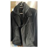 Black Pea Coat M Wool Blend W