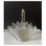 Vintage clear pressed glass basket,