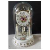 vintage Timex floral porcelain base glass dome