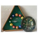 Pair of  Pool and Billiard Themed Wall Clocks
