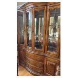 Solid Oak China Cabinet BOWED MIDDLE DOORS WITH