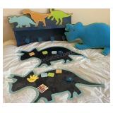 Pair of Dinosaur Metal Boards 22" x 11", Dinosaur