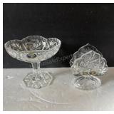 BOHEMIA CLEAR HAND CUT LEAD CRYSTAL PEDESTAL DISH