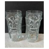 Tiki Glasses 6.5" H Pair of Clear Glass Tiki