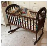 Rocking Baby Cradle Wood with Linens