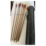 7 Vintage Archery Arrows Wooden with Back Case