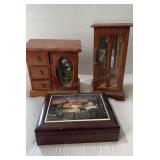 Pair Wooden Jewelry Boxes Tall 5" x 12"