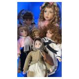 Bin of Porcelain Dolls 6 Dolls