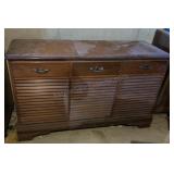 Empty vintage mid-century modern wooden stereo or