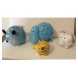 4 Ceramic Piggy Banks, 2 Banks are Missing