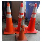 Traffic Cones 3- 36" H x 15" Base, 1- 29" x 13"