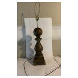 Mid Century Modern Solid Wood and Brass Lamp base