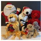 Christmas Themed Plush Toys Some with Tags