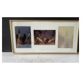 Winter Themed Christmas Village Framed Polished