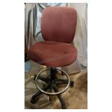 Burgundy Fabric Drafting Stool  adjustable