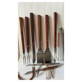 STAINLESS STEEL BBQ TOOLS with WOOD HANDLES