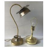 Pair of Small Polished Brass Finish Lamp,