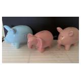 3 Piggy Banks College Fund Ceramic 9" x 6"