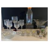 Shot Glasses, 4 Wine Glasses, Candy Bowl, Milk