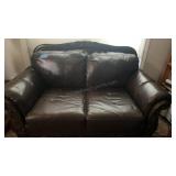 Leather Sofa 2 Seat 70" L x 41" H x 38" D Dark