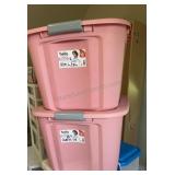 Pair of Pink Storage Containers 19 gallon