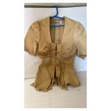Leather Lace Up Corset Blouse Size Small