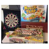 Games MONOPOLY, MOUSE TRAP. PICTIONARY. DARTS