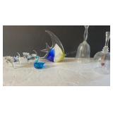 Glass Figures and Pair of Bells
