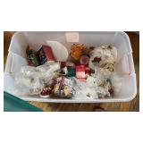 Bin of Christmas Candles and Candle Holders
