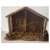 rustic wooden nativity stable or crèche 20" x 8"