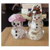 Glass Snowman  Paper Weights