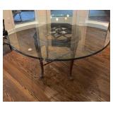 5 Foot Beveled Glass Dining Table Wood Base