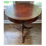Round Georgian-style mahogany drum table 26x25