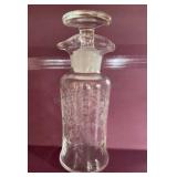 vintage etched glass salad dressing Bottle
