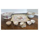 porcelain tea Strainers, Plate & Salt Cellars