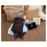 Group of throw pillows & Blankets
