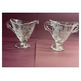Heisey Etched Footed Sugar & Creamer