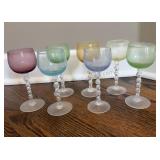vintage Pastel-Colored Cordial or Wine Glasses