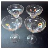 Set of 4 Hand Blown Martini Glasses