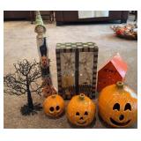 Group of Halloween pumpkins, witch & more