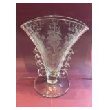 Heisey Orchid Fan Vase 7.5 inches tall