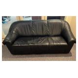 Leather Natuzzi Sofa Black 75 wide x 32 deep