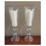 Large Bohemia Etched Clear Glass Hurricanes
