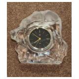 vintage Hoya heavy art crystal desk clock