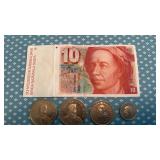 Collection of Coins & Bank Note from Switzland