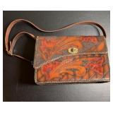 hand-tooled faux leather Western floral handbag